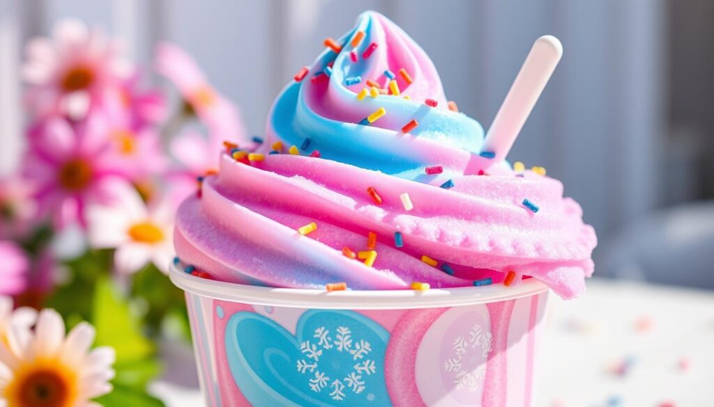 Colorful cotton candy italian ice