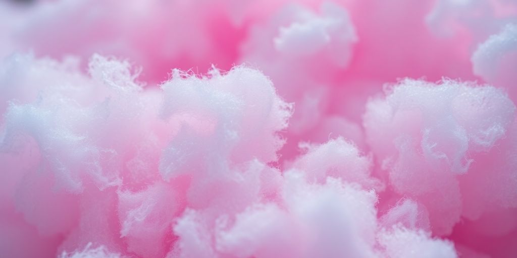 Colorful cotton candy with fluffy texture and vibrant hues.