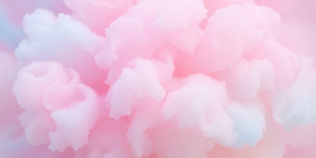 Colorful cotton candy with fluffy texture and vibrant colors.