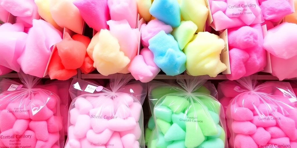 Colorful cotton candy bags for parties and gifts.