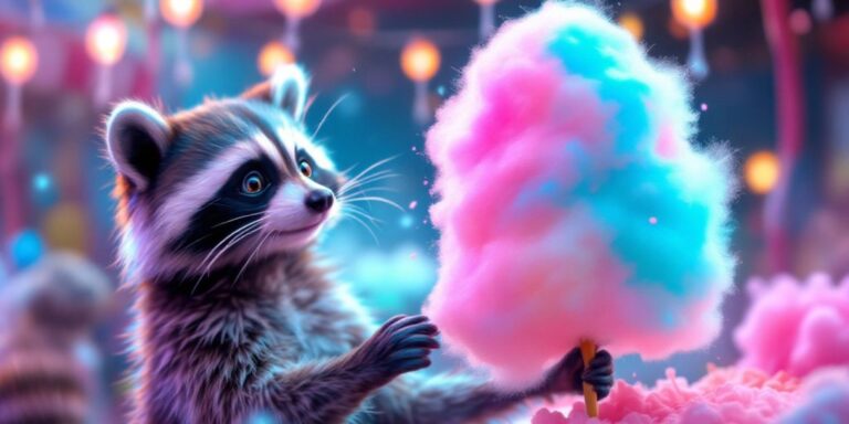 Raccoon cotton candy